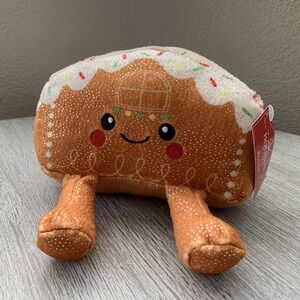 Holiday Time Christmas Sparkly Gingerbread House Plush with Legs 6.5" Toy